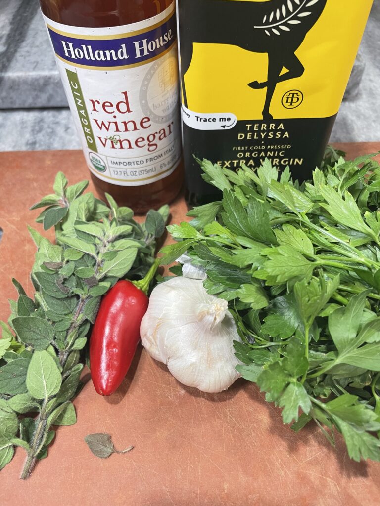 Ingredients for chimichurri